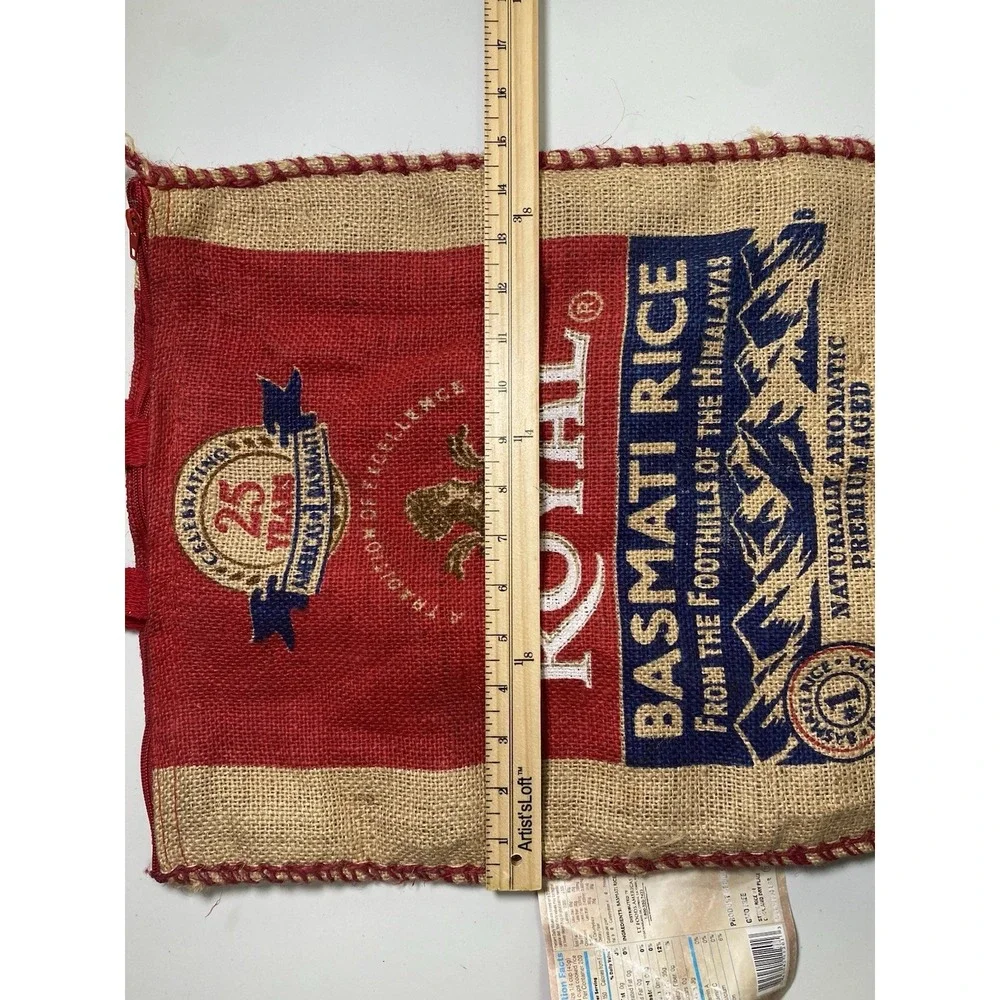 Royal Basmati Rice Tote Burlap Bag Purse Sack w/ Zipper Farmer's Market Festival